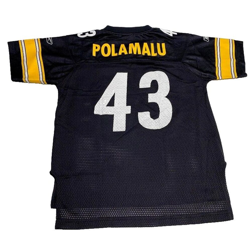 Troy Polamalu Pittsburgh Steelers Jersey Youth M Reebok NFL Football Black HOF